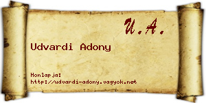 Udvardi Adony névjegykártya